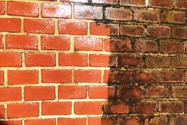 Brickwork cleaned by laser
